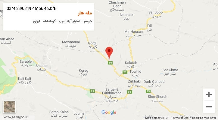 روستای مله هار بر روی نقشه