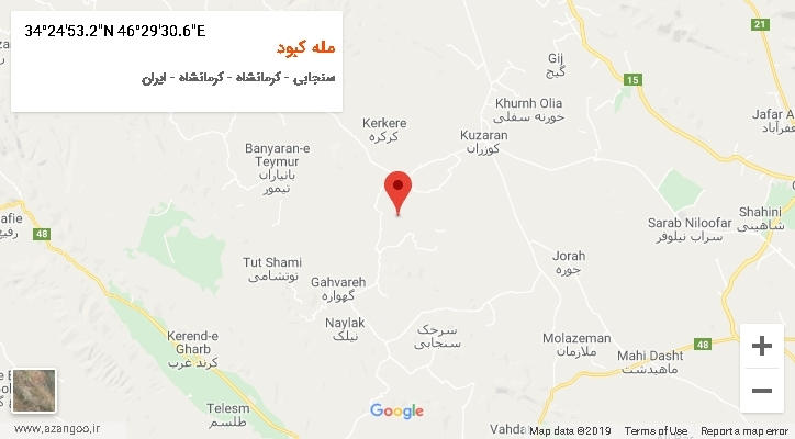 روستای مله کبود بر روی نقشه
