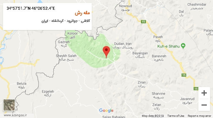 روستای مله رش بر روی نقشه