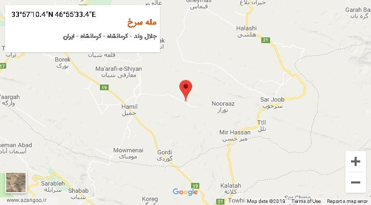 روستای مله سرخ بر روی نقشه