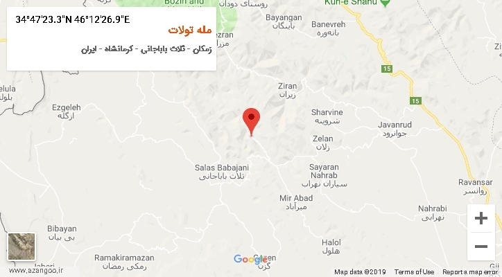 روستای مله تولات بر روی نقشه