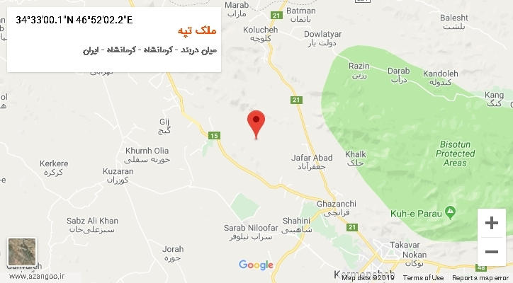 روستای ملک تپه بر روی نقشه