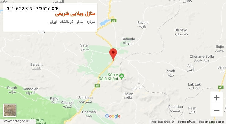 روستای منازل ویلایی شریفی بر روی نقشه