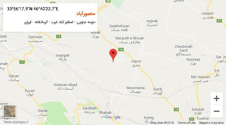 روستای منصورآباد بر روی نقشه