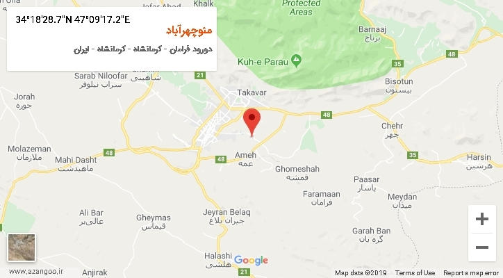 روستای منوچهرآباد بر روی نقشه