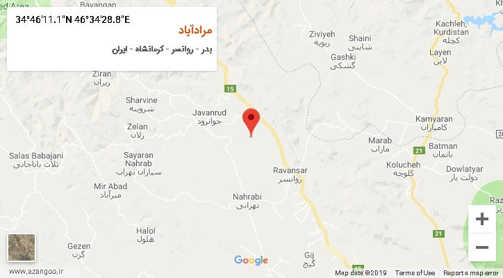 روستای مرادآباد بر روی نقشه