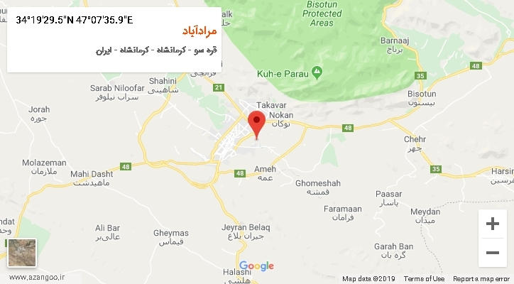 روستای مرادآباد بر روی نقشه