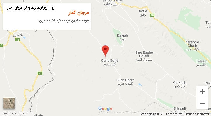 روستای مرجان گمار بر روی نقشه