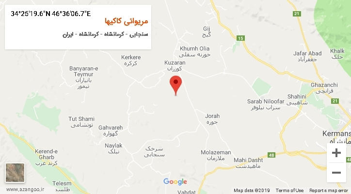 روستای مریوانی کاکیها بر روی نقشه