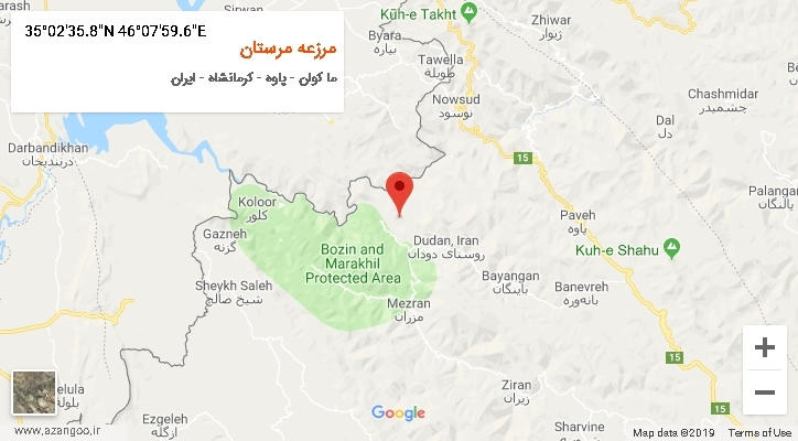 روستای مرزعه مرستان بر روی نقشه
