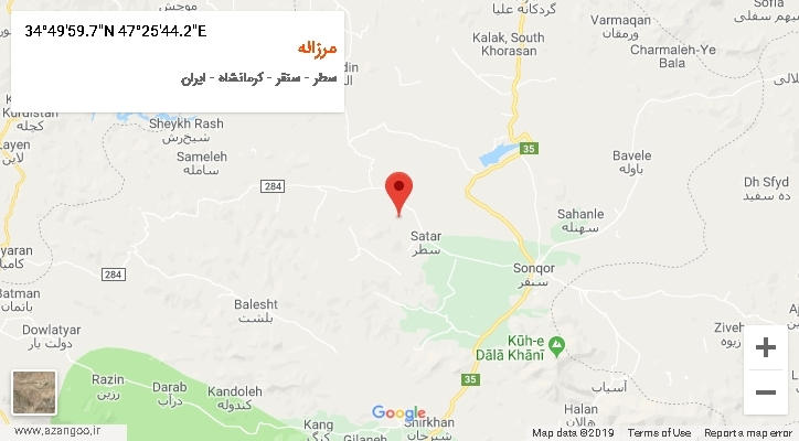 روستای مرزاله بر روی نقشه