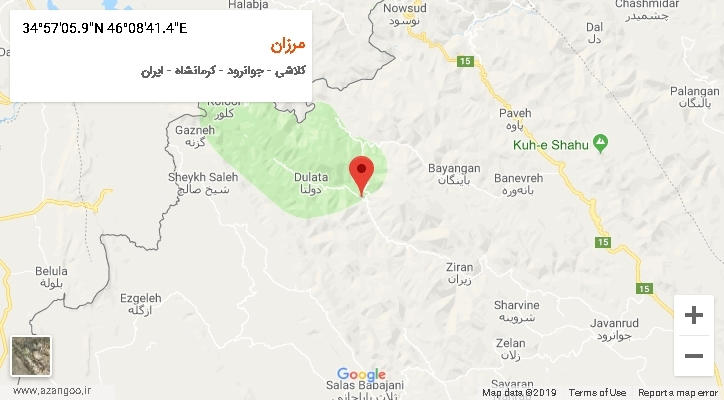 روستای مرزان بر روی نقشه