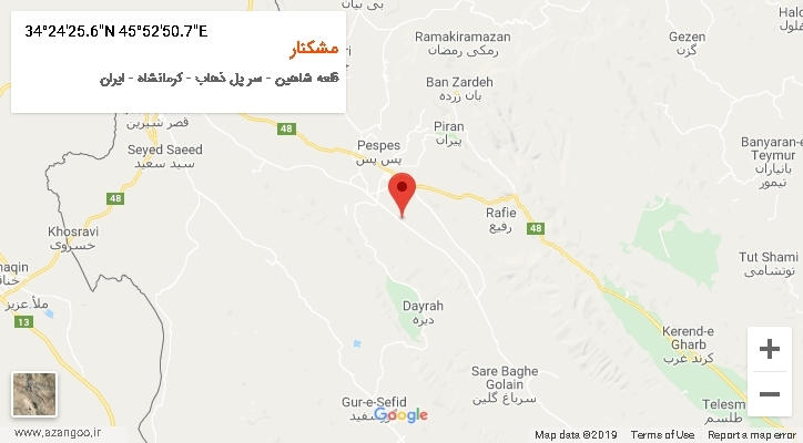 روستای مشکنار بر روی نقشه