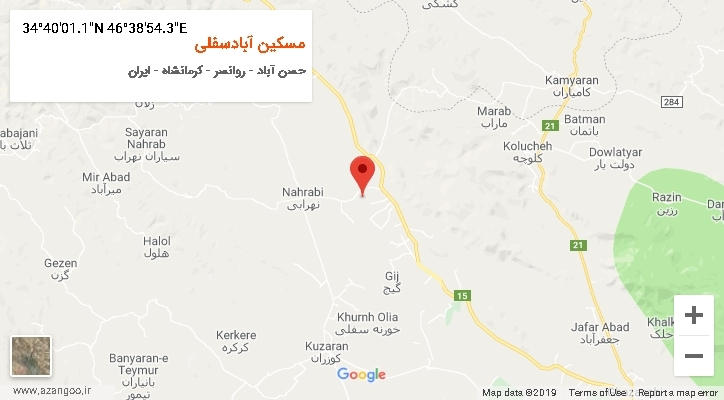روستای مسکین آبادسفلی بر روی نقشه