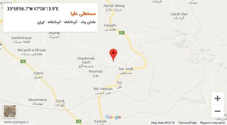 روستای مستعلی علیا بر روی نقشه