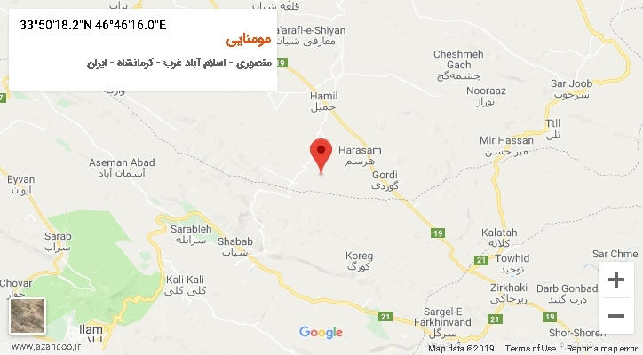 روستای مومنایی بر روی نقشه