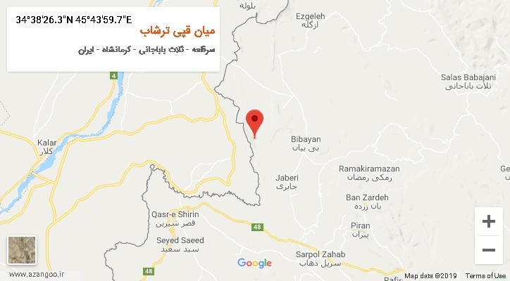 روستای میان قپی ترشاب بر روی نقشه