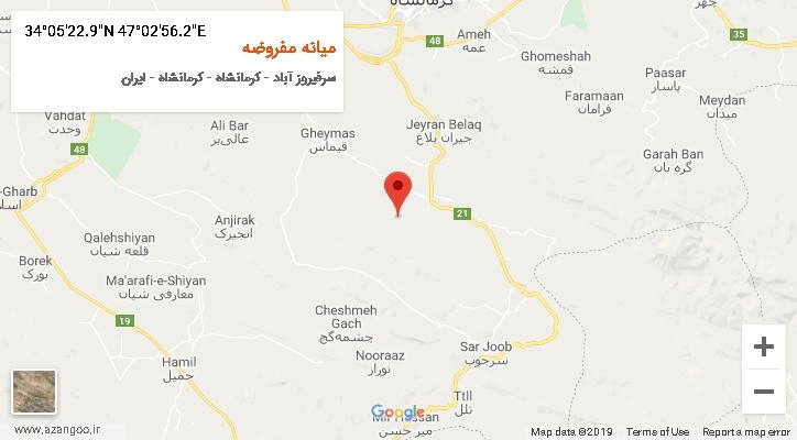 روستای میانه مفروضه بر روی نقشه