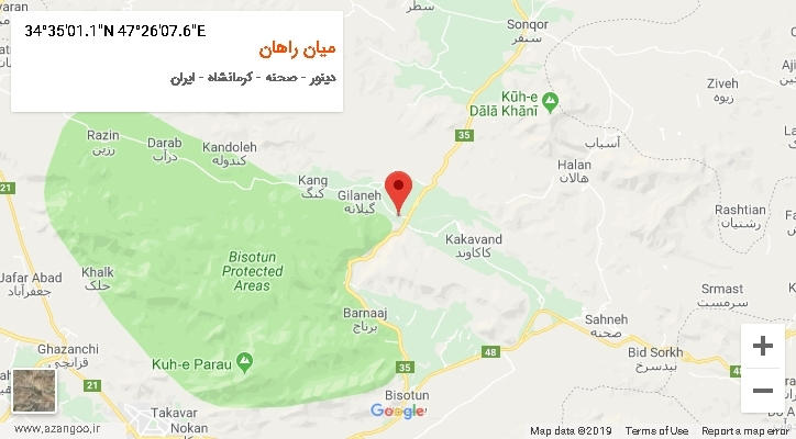 روستای میان راهان بر روی نقشه