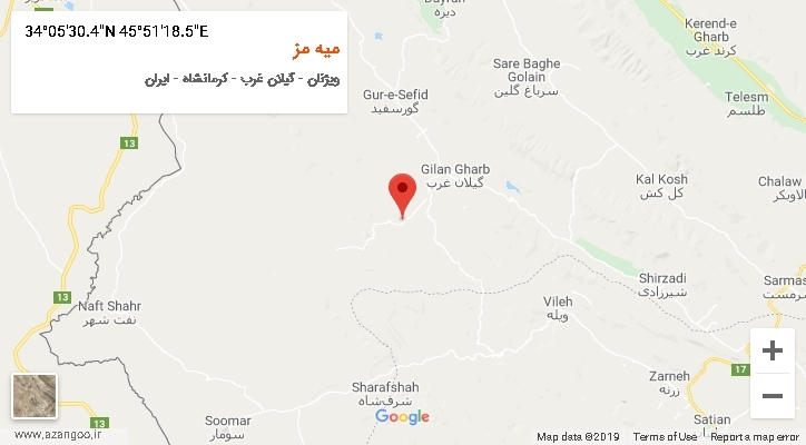 روستای میه مز بر روی نقشه