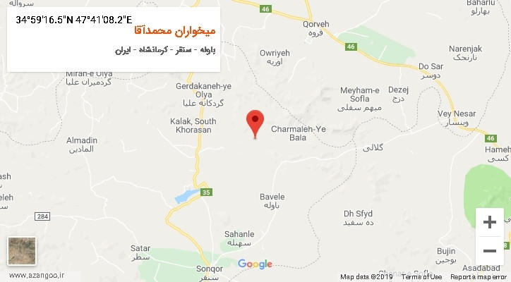 روستای میخواران محمدآقا بر روی نقشه