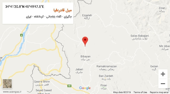 روستای میل قادرعلیا بر روی نقشه
