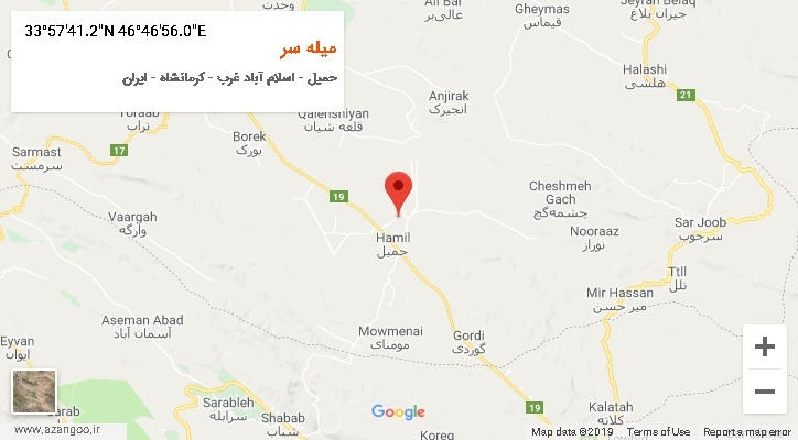 روستای میله سر بر روی نقشه