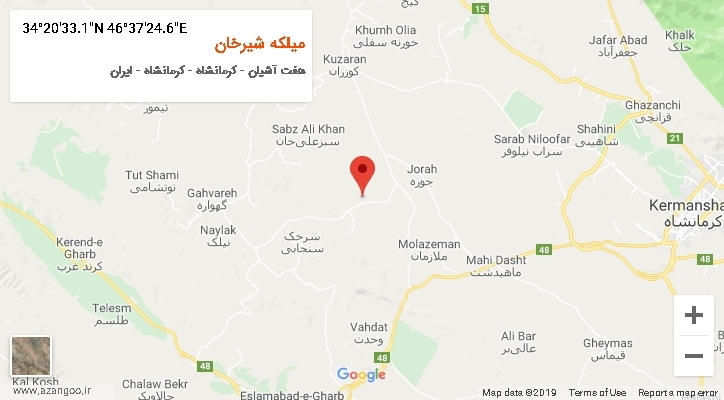 روستای میلکه شیرخان بر روی نقشه