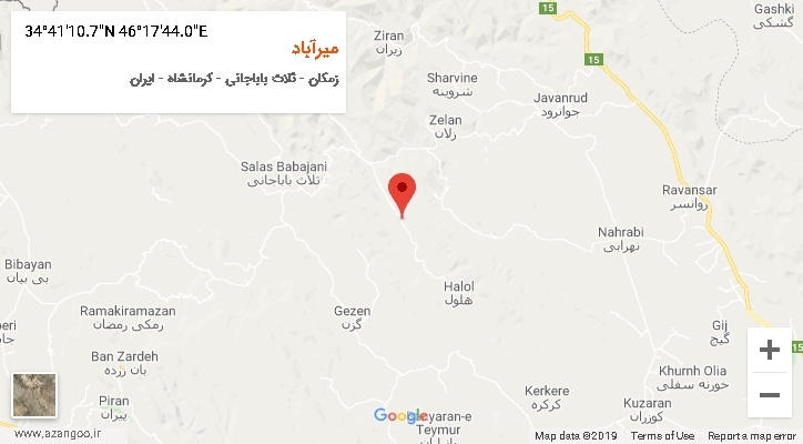 روستای میرآباد بر روی نقشه