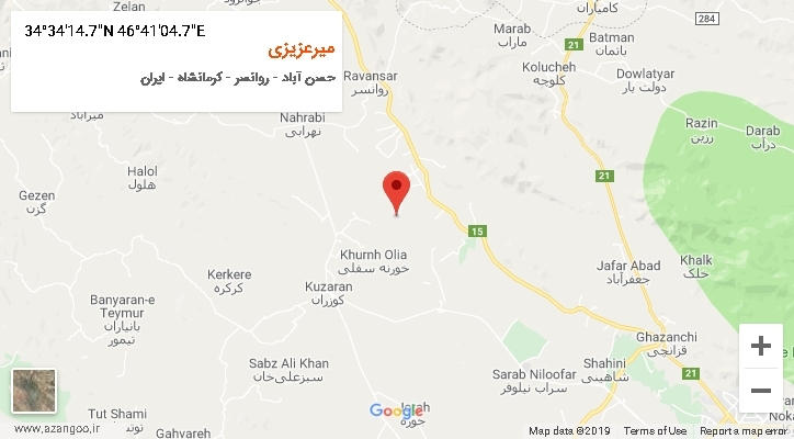 روستای میرعزیزی بر روی نقشه