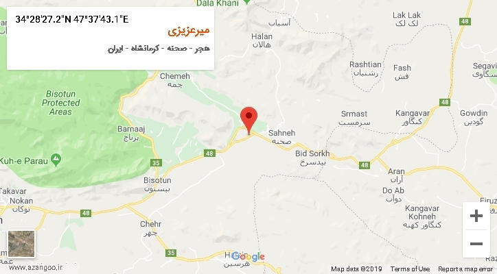 روستای میرعزیزی بر روی نقشه