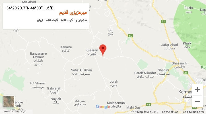 روستای میرعزیزی قدیم بر روی نقشه