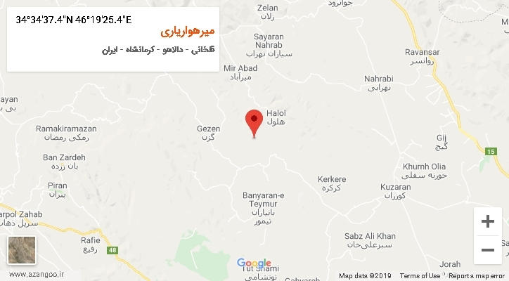 روستای میرهواریاری بر روی نقشه