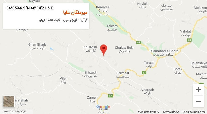 روستای میرمنگان علیا بر روی نقشه