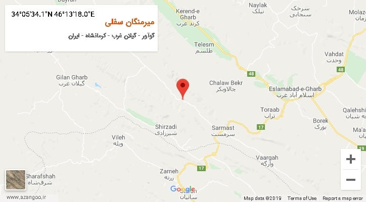 روستای میرمنگان سفلی بر روی نقشه