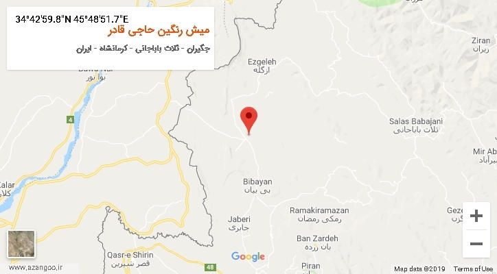 روستای میش رنگین حاجی قادر بر روی نقشه