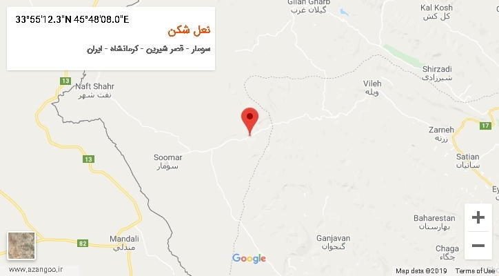 روستای نعل شکن بر روی نقشه