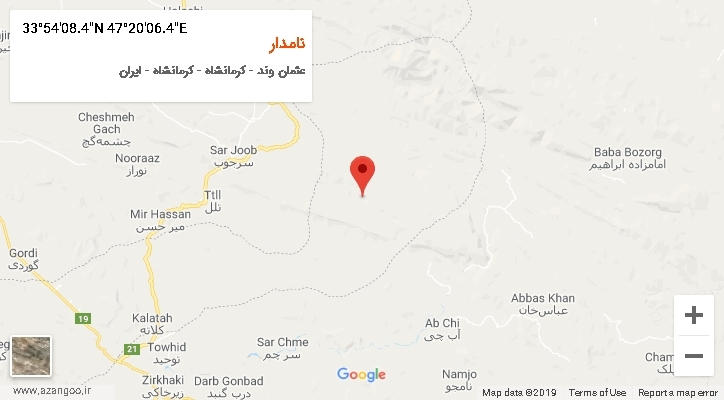 روستای نامدار بر روی نقشه
