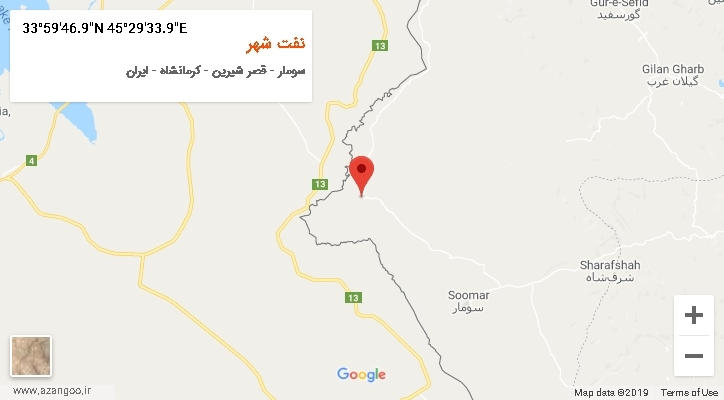 روستای نفت شهر بر روی نقشه