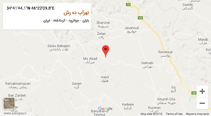 روستای نهرآب ده رش بر روی نقشه
