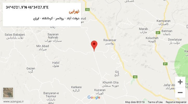روستای نهرابی بر روی نقشه