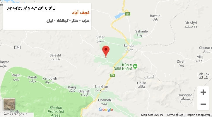 روستای نجف آباد بر روی نقشه