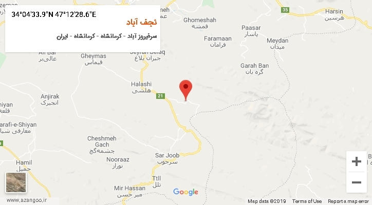 روستای نجف آباد بر روی نقشه