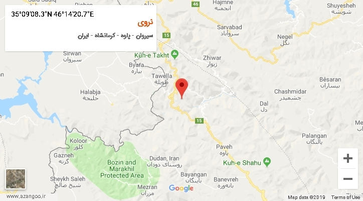 روستای نروی بر روی نقشه