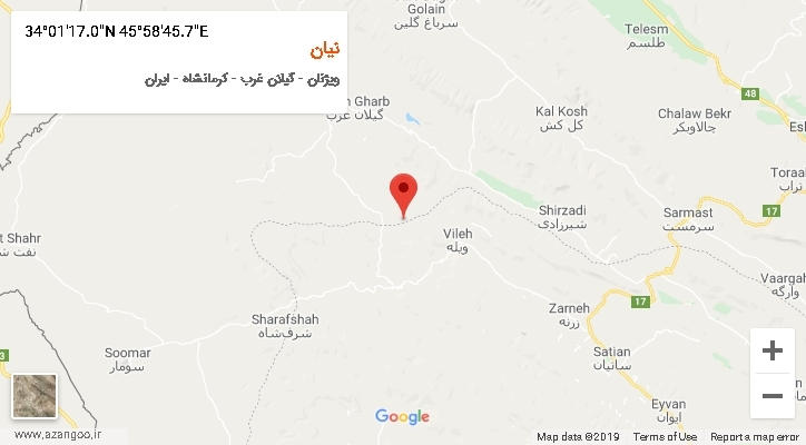 روستای نیان بر روی نقشه