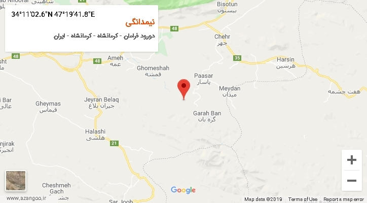 روستای نیمدانگی بر روی نقشه