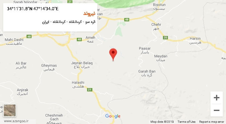روستای نیروند بر روی نقشه