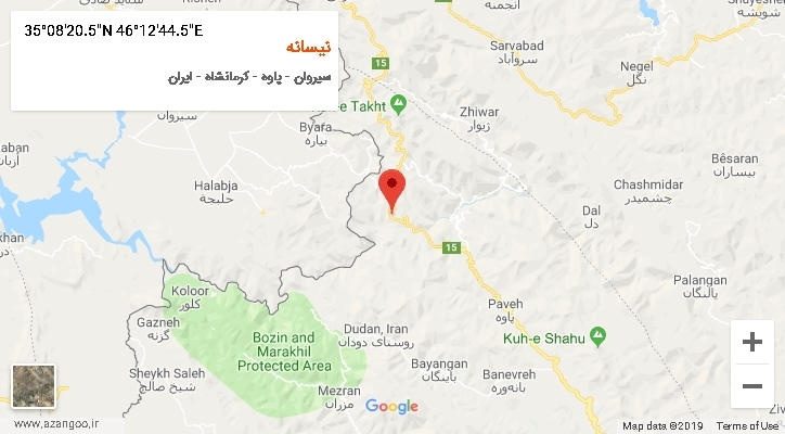 روستای نیسانه بر روی نقشه