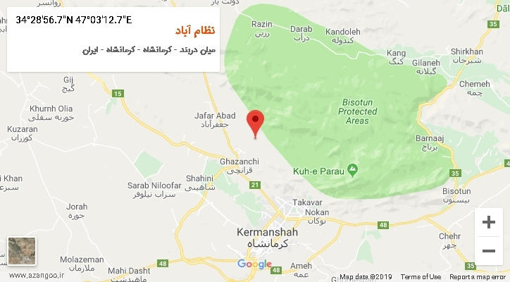 روستای نظام آباد بر روی نقشه