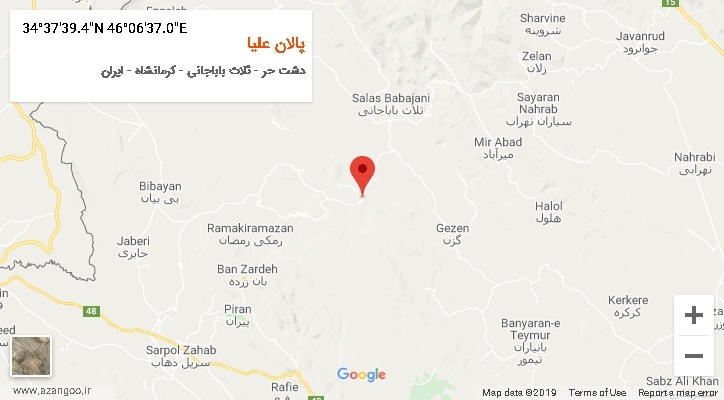 روستای پالان علیا بر روی نقشه